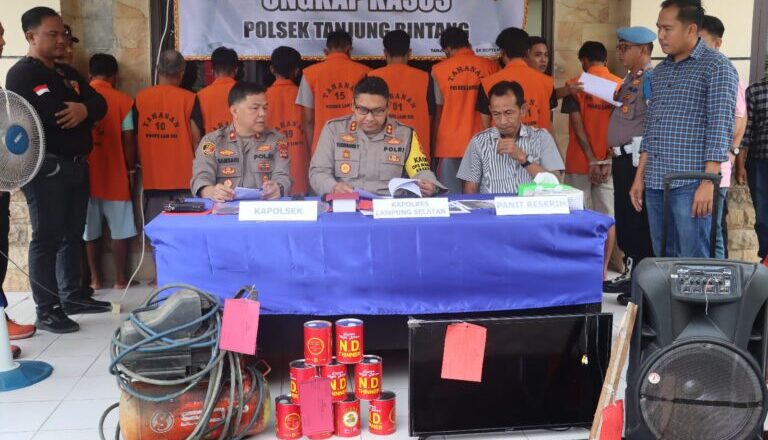 Dalam Waktu 10 Hari Polsek Tanjung Bintang Berhasil Menangkap 9 Pelaku Kejahatan